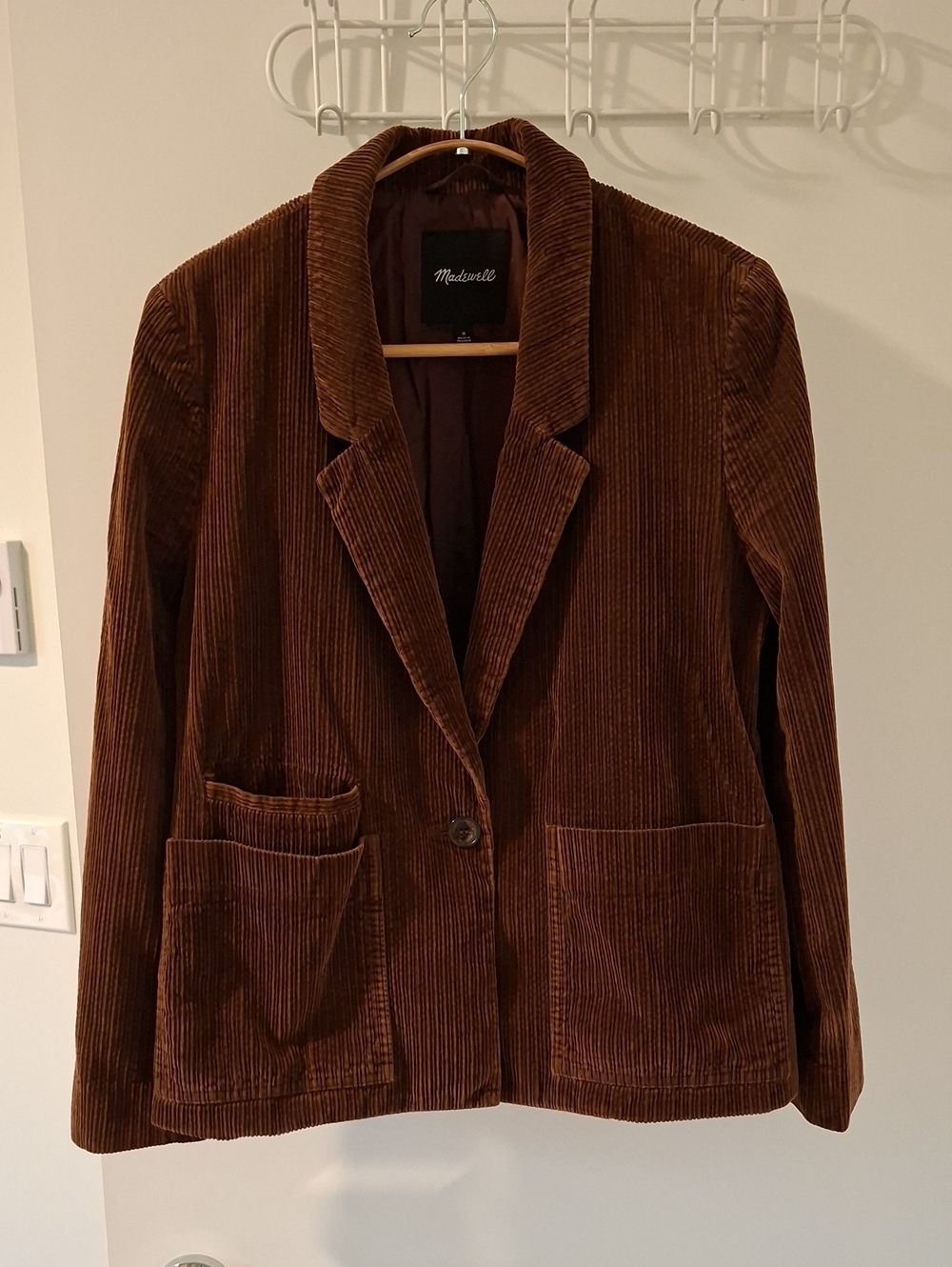 Madewell Chocolate Brown Corduroy Casual Cropped/Boxy Chore Coat/Blazer (Size M)